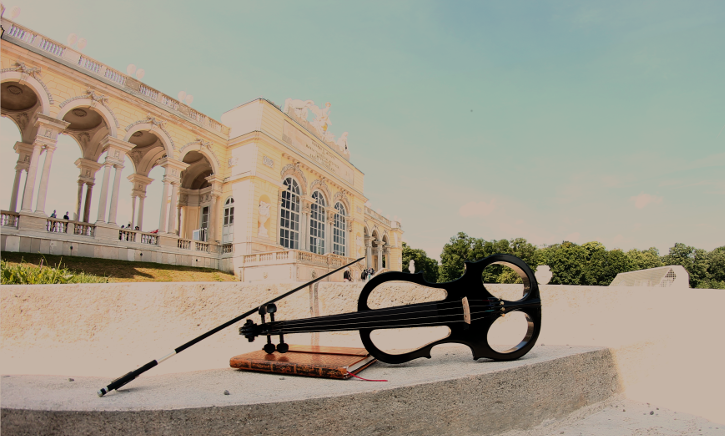 electric violine in front of the Gloriette in Schoenbrunn Palace / Vienna